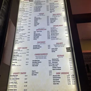 drive thru menu