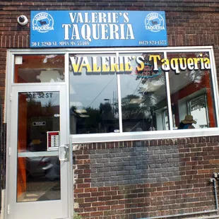 Valerie's Taqueria storefront on 32nd just East of Nicollet.  Taken 8/21/13