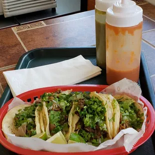 Tacos, and the sauces that it came with