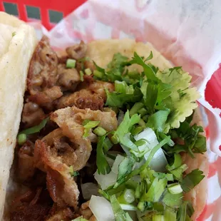 Tripas! Delicious, but low on meat (compared to the other tacos).