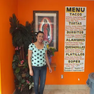 Paula, next to menu.