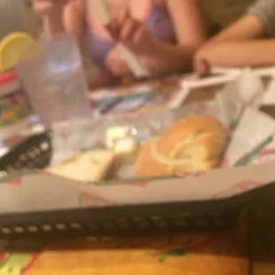 Heel o' bread in an oversized basket