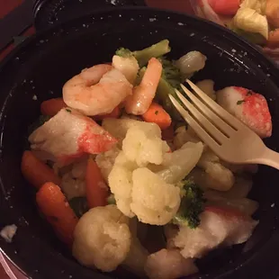 Seafood supreme less pasta, extra veg