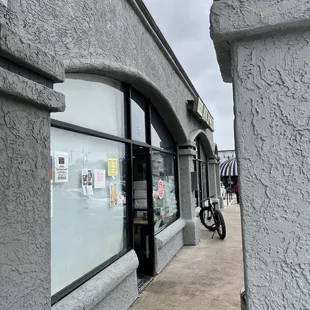 a bicycle parked outside