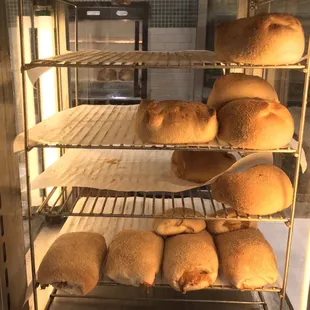 Empanada and filled pandesal rack