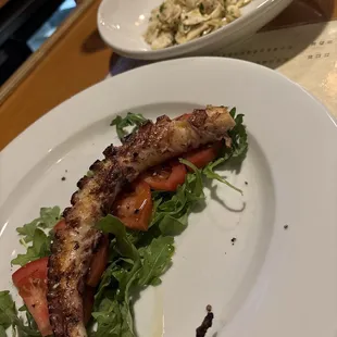 Octopi and mushroom salad