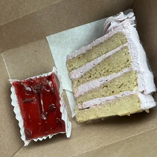 vanilla berry cake and cherry lime bar