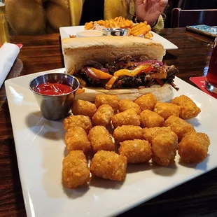 Cheesesteak and tater tots