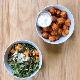 Buddha Call (substitute with arugula) | Sweet Potato Tots (with rosemary aioli)