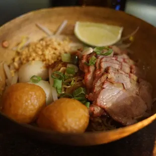 a bowl of food on a table