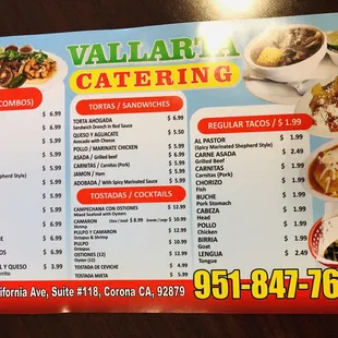 Menu as of January 2019.