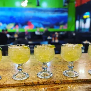 a row of margaritas