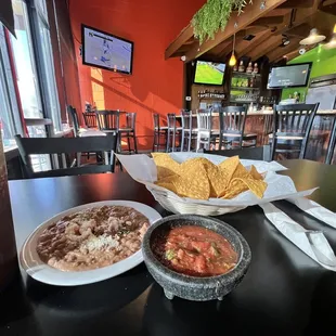 Free chips, salsa &amp; beans