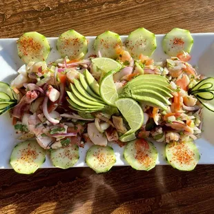 Ceviche camarón y pulpo