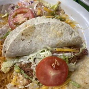 They doubled up the tortilla shells since mine were falling apart. Didn&apos;t help. Still horrible!