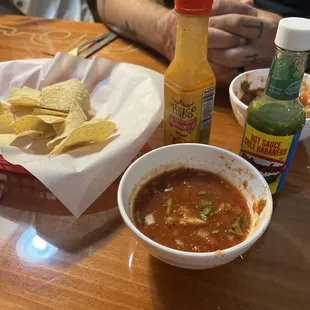 Everyone gets their own bowl of salsa