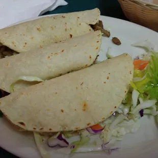 Trio of tacos (carne asada, pollo, and carnitas)