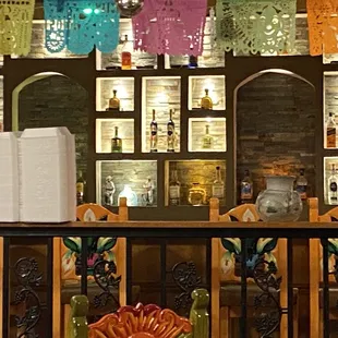 New back wall in the bar area