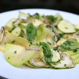 Heirloom Squash with Scallions, Red Onions and Basil