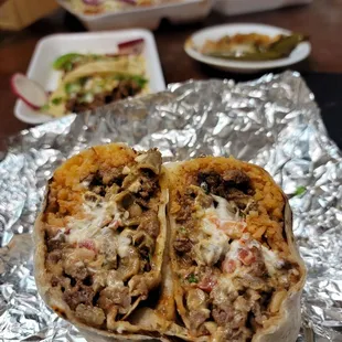 Burrito Supreme 5/5 half asada half tripas (crispy).
