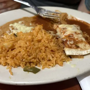 Lunch enchilada, the taco didn't last long enough for the photo.