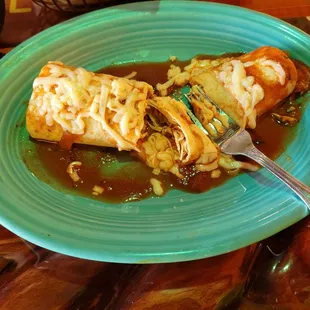 Pathetic shredded chicken burrito