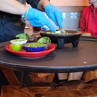 Delicious guacamole made right and at the table