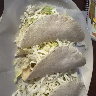 Chicken soft tacos