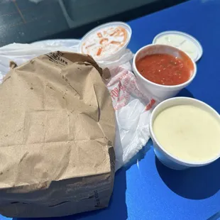 Chips salsa and queso.