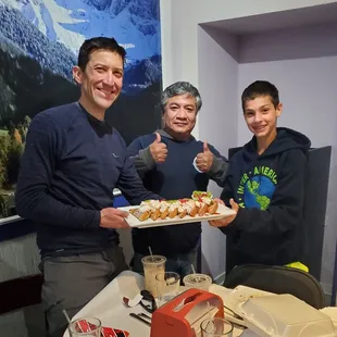 The wonderful owner and our platter of French toast!