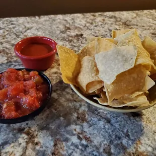 Chips and salsa. Salsa was excellent, chips were good but didn&apos;t quite make the &quot;best ever&quot; category as they were touted to me.