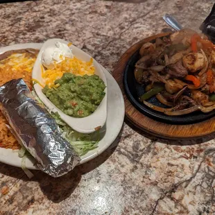 Shrimp and steak fajitas - we shared it. It&apos;s a huge portion!