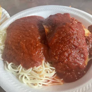 Lasagna and Spaghetti.  Gut bomb