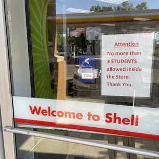 a welcome to shell sign