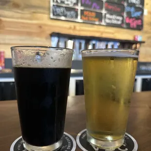 Stout (8.5%) and Rice Lager (6.5%)