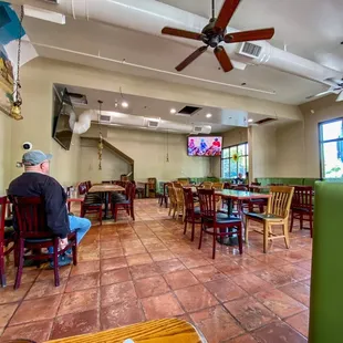 The new dining area was recently remodeled taking out the wall and adding additional seating.