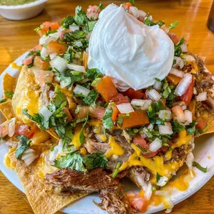 Small nachos with carnitas