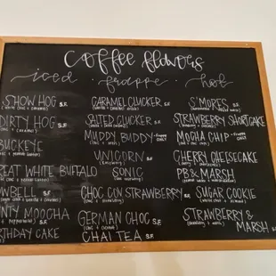 a menu on a blackboard