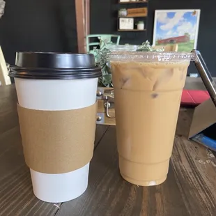 Hot Show Hog and a cold brew with vanilla and cream