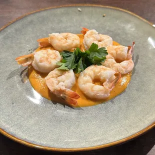 Poached Shrimp with Romesco Sauce-perfect appetizer.