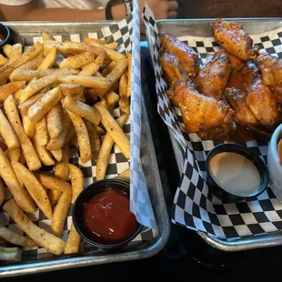 Side of Fries and Chicken wings