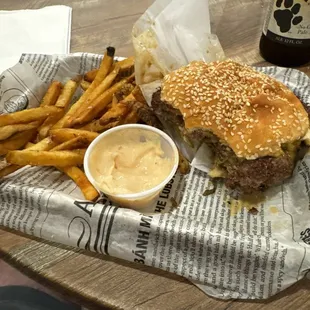 Philly burger and fries