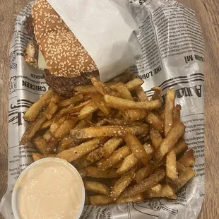 Cheeseburger with hand-cut fries