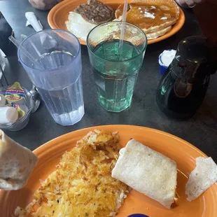 Our food with no ice in our water