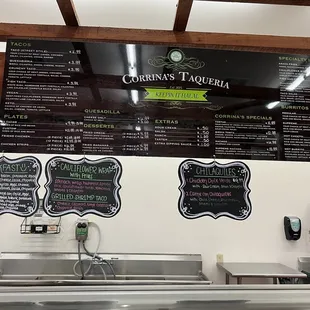 Taqueria menu