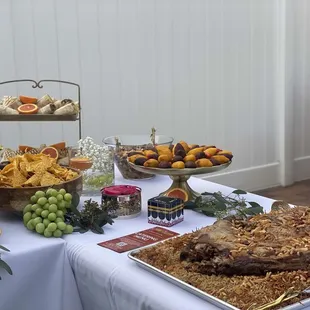 a variety of foods on a table