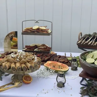 a variety of foods on a table