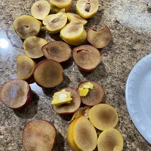 sliced apples on a countertop