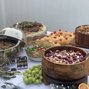 a variety of foods on a table