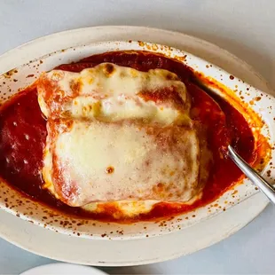 a plate of lasagna